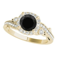1. Ct. Годежен пръстен с черен диамант в 10K твърда роза, бяло и жълто злато