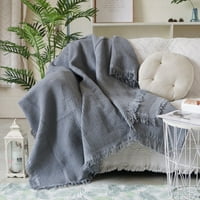 Памучен спално бельо офис диван плетен одеяло с гоблен пискюл