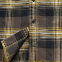 Dubinik® Мъжки фланелни ризи с дълъг ръкав бутон надолу ежедневна работна карирана риза мъже всички памучни меки с джоб редовно прилягане