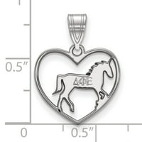 Sterling Silver Rh-поставен логоарт Delta Phi Epsilon Сърдечно висулка; за възрастни и тийнейджъри; За жени и мъже