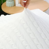 Piccocasa памучен одеяло декоративен кабел, плетен меко плетено одеяло, бяло, 50 60