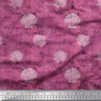 Soimoi Georgette Viscose Fabric Seashell & Texture Printed Craft Fabric край двора