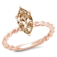 2. CT Brilliant Marquise Cut Clear Simulated Diamond 18K Rose Gold Politaire Ring SZ 7.5