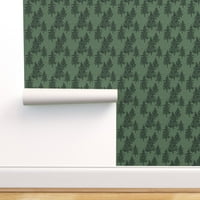 Peel & Stick Wallpaper 12ft 2ft - горски дървета Зелен бор за гори Ууд Празник Коледа Персонализиран тапет от Spoonflower