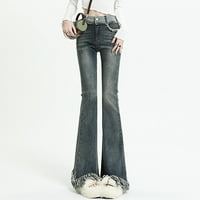 Дънки с висока талия на талията тънки изискан дизайн за свободно време стилни панталони
