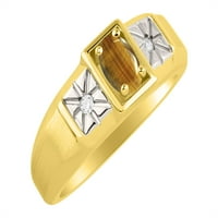 *Rylos Classic Beautiful Tiger Eye & Diamond Ring - ноември роден камък*; 14K жълто злато-слов