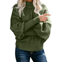 IOPQO пуловери за жени дами среден пуловер на врата свободен дълъг ръкав плетен плътен цветен пуловер пуловер Топ женски върхове