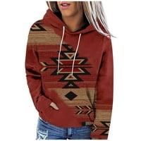 Jsaierl Lightning сделки от днес качулки жени свободни годни ацтек графичен суичър с качулка отгоре дълъг ръкав есенно пуловер ретро суичърс