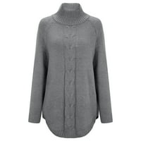 Riforla Women Solid Sweater с дълъг ръкав O-O-Neck Batwing Rlekting Platting Plus Size Sweater върхове Женски пуловер пуловер Сив XL