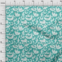 OneOone Polyester Spande Dusty Teal Green Fabric Bird Bird Sewing Mattery Print Fabric край двора
