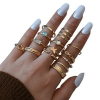 Моден пръстен за женски пръстени комплект пръстени Сребърен бохемски пръстени пръстени Съвместни възелни пръстени комплекти