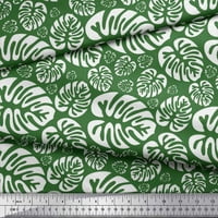 Soimoi Green Cotton Voile Fabric Monstera Leaves Fabric отпечатъци по двор широк