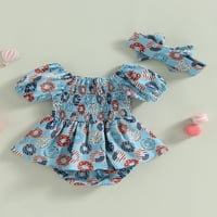 CODUOP Baby Girls без ръкави ромс, отпечатък на понички новородени комбинезони с боди, с лента за глава