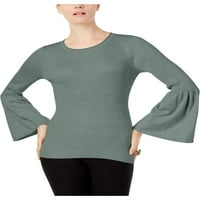 Cupio женски звънец на звънец оребрена плетене пуловер Зелен размер l