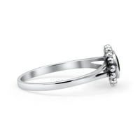Мъниста цветна винтидж стил кръгъл окислен пръстен черен они стерлингов сребро размер 10
