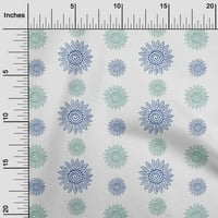 OneOone Cotton Flat Fabric Spiral & Floral Block Printed Fabric Wide Wide