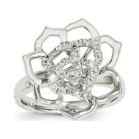 14k бяло злато и истински диамантен пръстен за цветя