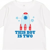 Inktastic 2-ри рожден ден Space Party Rocket Gift Toddler Boy Girl Тениска с дълъг ръкав