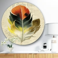 Art DesignArt „Цветно елегантно перо на вестник„ Стария стил “III 'Cottage Metal Circle Wall Art - диск на