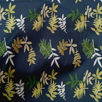 OneOone Cotton Poplin Navy Blue Leaves Leaves Craft Projects Decor Fabric Отпечатани от двора широк