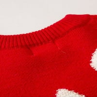 Glonme Ladies Jumper Tops Crew Neck Sweater Rabbit Print Плетани пуловери Пътувайте ежедневно пуловер свободен дълъг ръкав червен L