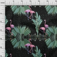 OneOone Cotton Poplin Black Fabric Tropical Flamingo Шиещ материал за печат от печат на двора
