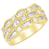 Белият естествен диамантен юбилеен лентен пръстен в 14k жълто злато пръстен размер: 4.5
