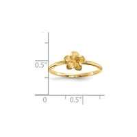 14k жълто златна лента за пръстена тематична отворена гръб сатен и диамантено изрязана плумерия, размер 8