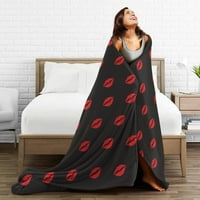 Douzhe Ultra-Soft Micro Fleece Lightweight Flannel Bed Bednet, романтика любов целувка Фон за печат Уютни топли одеяла за хвърляне, 60 x50