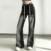 Женски Y2K Pants Street Fashion Cool Wide Low Toist Wide Leck Flared Tie-Dye Straight Leg Baggy Goth панталони с джобове дънки за жени модерни