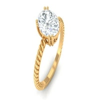 2. CT овален изрязан мойсанитен пасианс годежен пръстен за жени, мойсанитен овален годежен пръстен с усукано въже, 14K жълто злато, САЩ 8.00