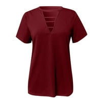 Бепърни върхове за жени жени лято ежедневно изрязване на дълбок v врата чокер с къс ръкав тениска върхове блуза блуза