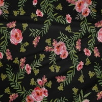 oneoone polyester lycra тъкан акварелни листа и божур floral_printed craft fabric bty wide
