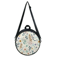 Цветя и растения Женска кожена кожена чанта с регулируема чанта за рамо на чантата кръг кръстосана чанта чанта за момичета