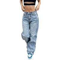 Quealent Jean Cargo Pants for Women Hold Color Button Pocket панталони дънки панталони плюс дънкови жени панталони сини s