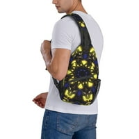 Чанта за прашка, мъже рамо раница малка кръстосана част от гърдите на гърдите с прашка, цветна психеделично електронно изкуство