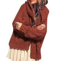 Riforla Женски есен и зимен тежка игла пуловер Женски удебелен моден моден свободен жилетка от жилетка за жени диня червено l