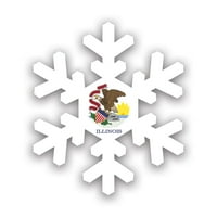 Илинойс Стикер за снежинка Декал - самозалепващ винил - устойчив на атмосферни влияния - направен в САЩ - il Snow Flake Snowboard Snowboard Ski Sking Outdoors Winter