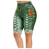 Дънки на Dtydtpe за жени, женски къси панталони Каубой отпечатани гамаши дънки с висока талия Slim Fit спортни панталони с висока талия за жени, зелено