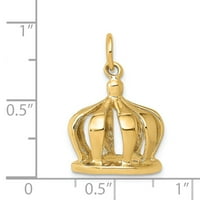 Истински 14kt жълто злато 3D Crown Charm висулка; за възрастни и тийнейджъри; За жени и мъже