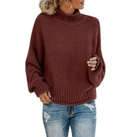 Mgoohoen пуловери за жени Turtleneck Лек уютен свободен дълъг ръкав есенно моден моден плетен пуловер