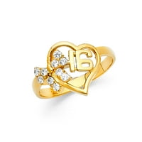 Jewels 14K жълто злато кубик циркония CZ сладък рожден ден мода годишнина с пръстен размер 8
