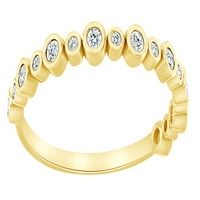 Кръгло изрязано бяло естествено диамантен юбилеен лентен пръстен в 14K твърдо жълто злато, размер-12