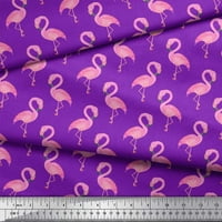 Soimoi Purple Velvet Fabric Flamingo Bird Print Fabric край двора