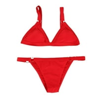 Бански костюм за жени, жени Bandeau Bandage Bikini Set Push-Up Бразилски бански костюми Бански костюм Red S