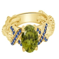 Кръгла кройка симулирана мулти каменна муланска принцеса годежен сватбен пръстен в 14k жълто злато над стерлингово сребро с размер на пръстена 6.5