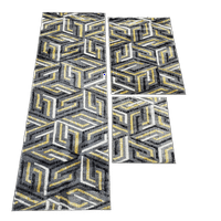 Красива супер мека модерна закрита колекция Vincenza Colemat Carpet за спалня в дневна трапезария в тъмно сиво злато, 1'10 2'11