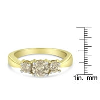 10k жълто злато 1.00ct Tdw три каменни диамантени ленти пръстен