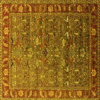 Ahgly Company Machine Pashable Indoor Square Oriental Yellow Traditional Area Cugs, 6 'квадрат