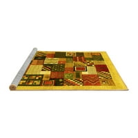 Ahgly Company Machine Pashable Indoor Rectangle Abstract Yellow Contemporary Area Cugs, 8 '12'